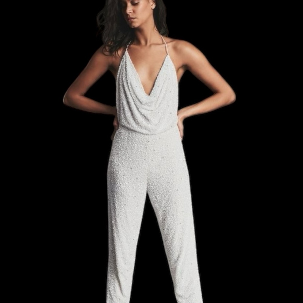 RETROFETE Skylar Jumpsuit In White, NWT, Size L, MSRP $1181 - Picture 5 of 13